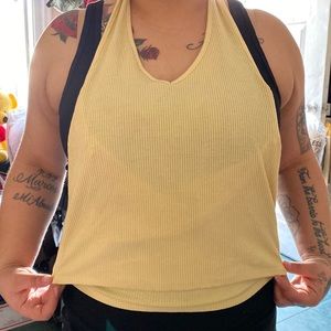 Size M Yellow open croptop sleeveless shirt